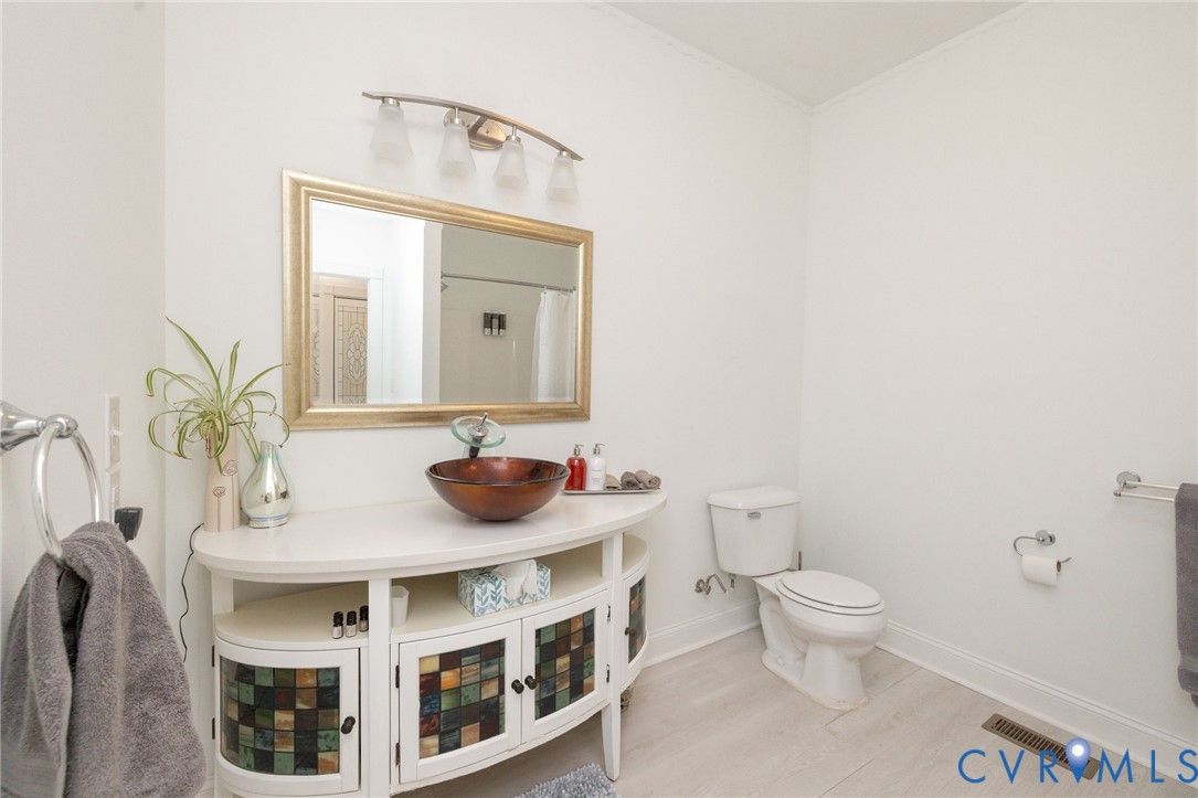 11081 Shannon Hill Road Louisa, VA 23093 - Photo 28 of 49 a bathroom with a toilet a sink and mirror