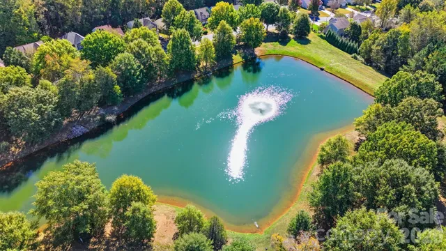 a view of a lake with a park