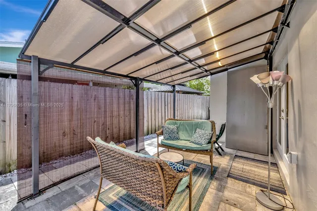 a outdoor living space with furniture