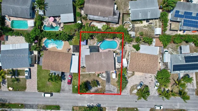 an aerial view of multiple houses