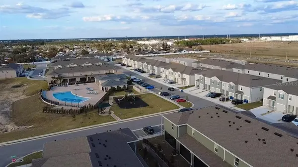 an aerial view of a house