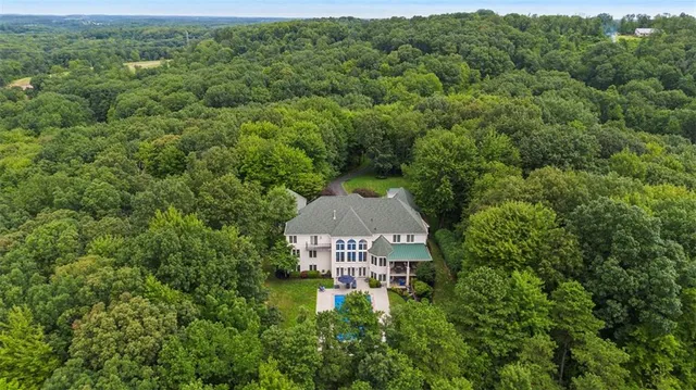 an aerial view of a house