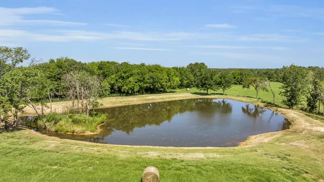 a view of a swimming pool with a yard