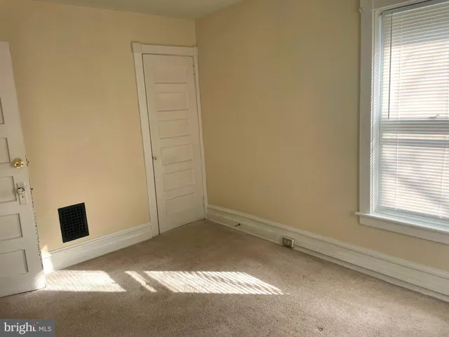 a view of a small space with a window