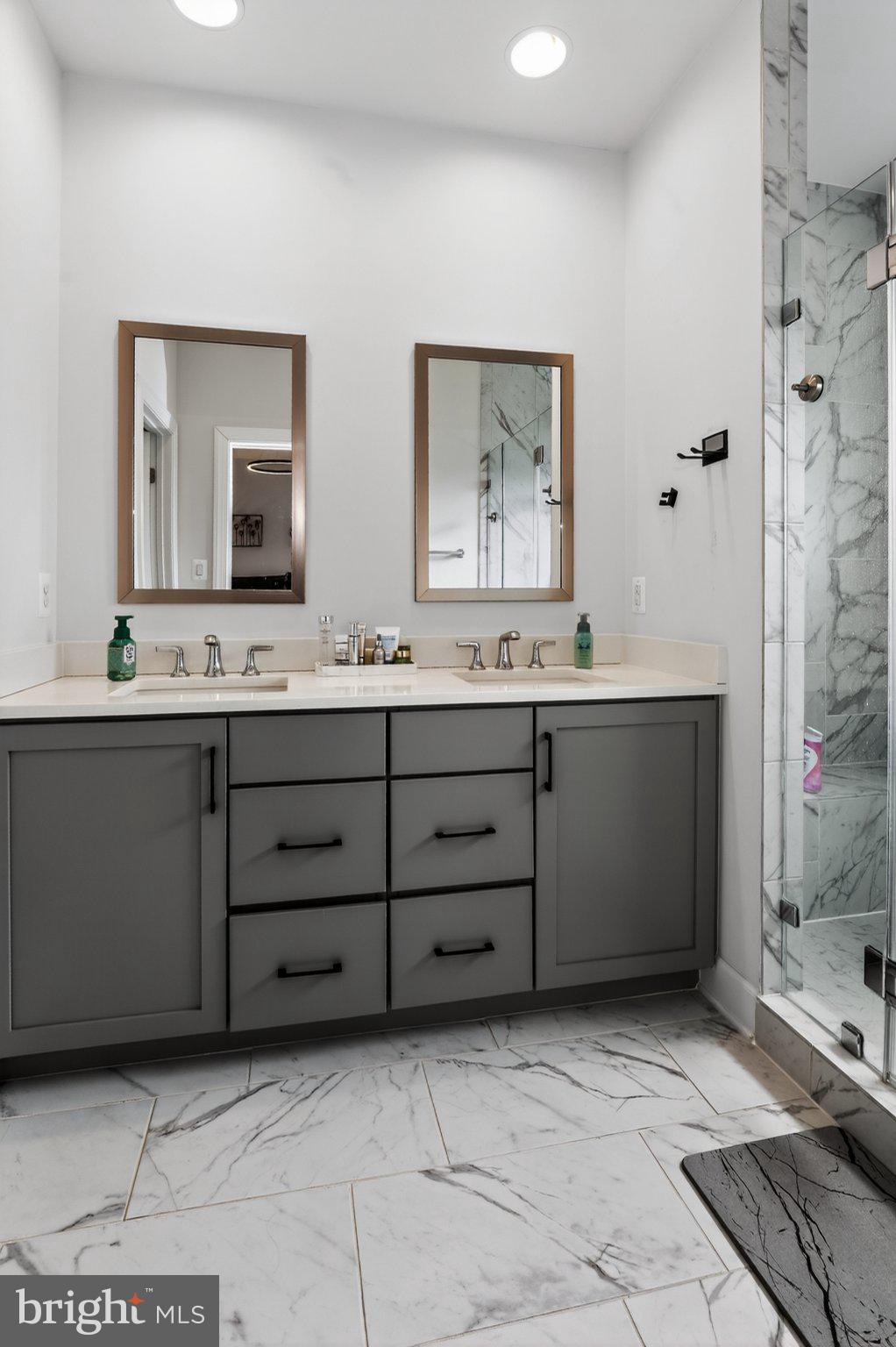 5207 Ridgeview Retreat Drive Chantilly, VA 20151 - Photo 11 of 54 a bathroom with a sink a mirror and a shower