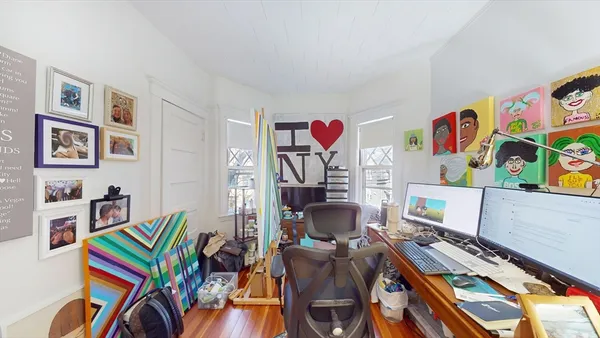 a workspace with furniture and toys