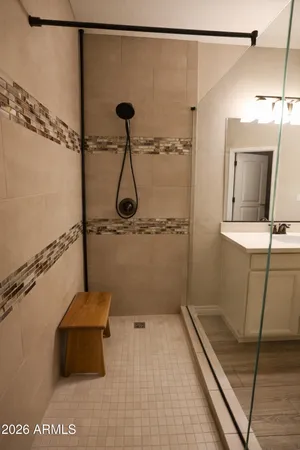 a bathroom with a shower