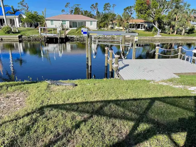 a view of swimming pool with a yard and plants