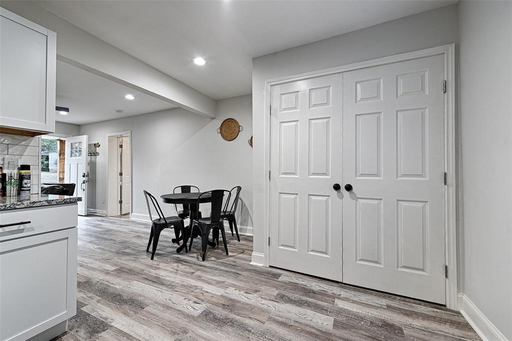 1201 Ridgewood Road Denison, TX 75020 - Photo 11 of 29 Dining room with light wood-type flooring and beamed ceiling