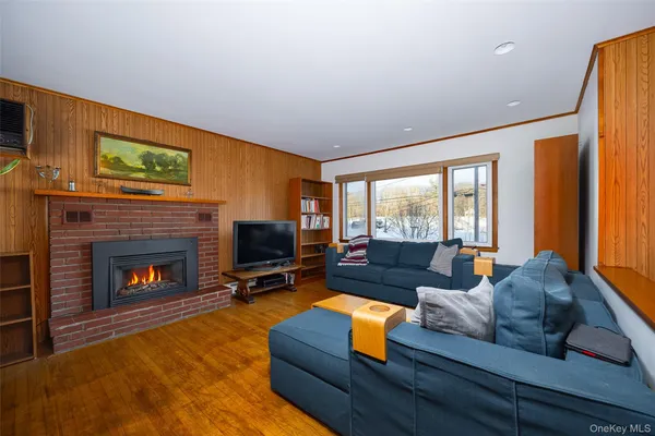 a living room with furniture window and a fireplace