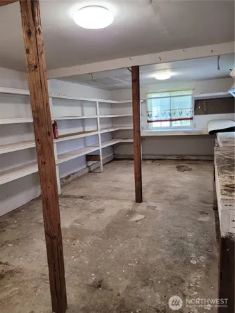 a view of a backyard with plants and a patio