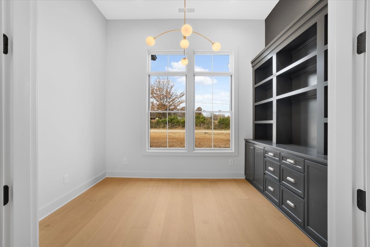 2412 Joe Brown Road Spring Hill, TN 37174 - Photo 79 of 86 an empty room with windows and chandelier fan