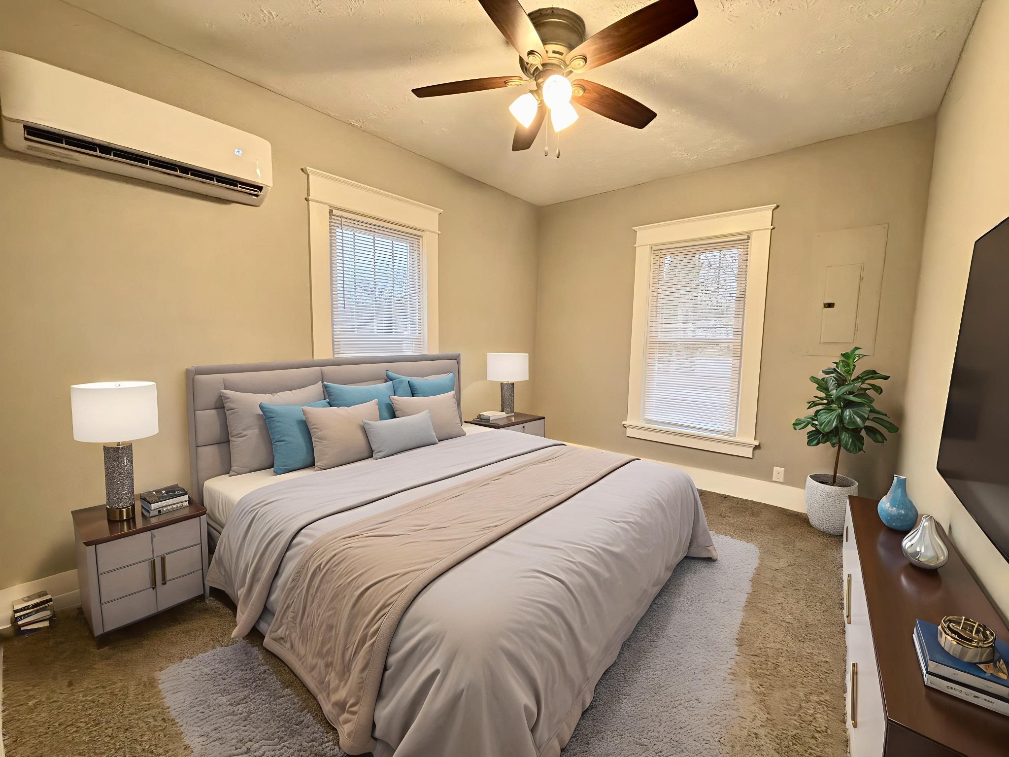 40 Line Street Cadiz, KY 42211 - Photo 20 of 53 a spacious bedroom with a bed and a chandelier