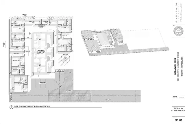 a view of swimming pool with palm trees