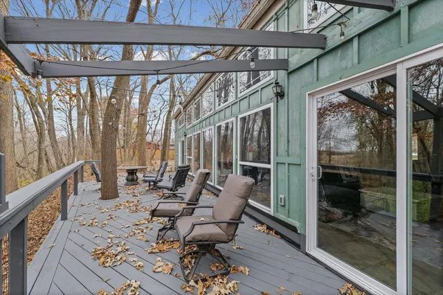 a living room with a large window