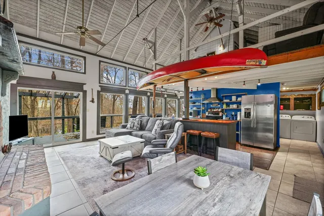 a outdoor space with lots of furniture