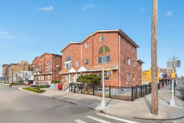 a view of a building with a street