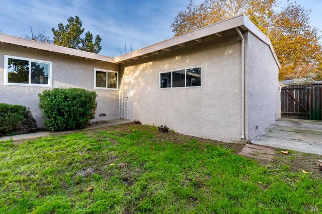 a view of backyard with a garden and plants