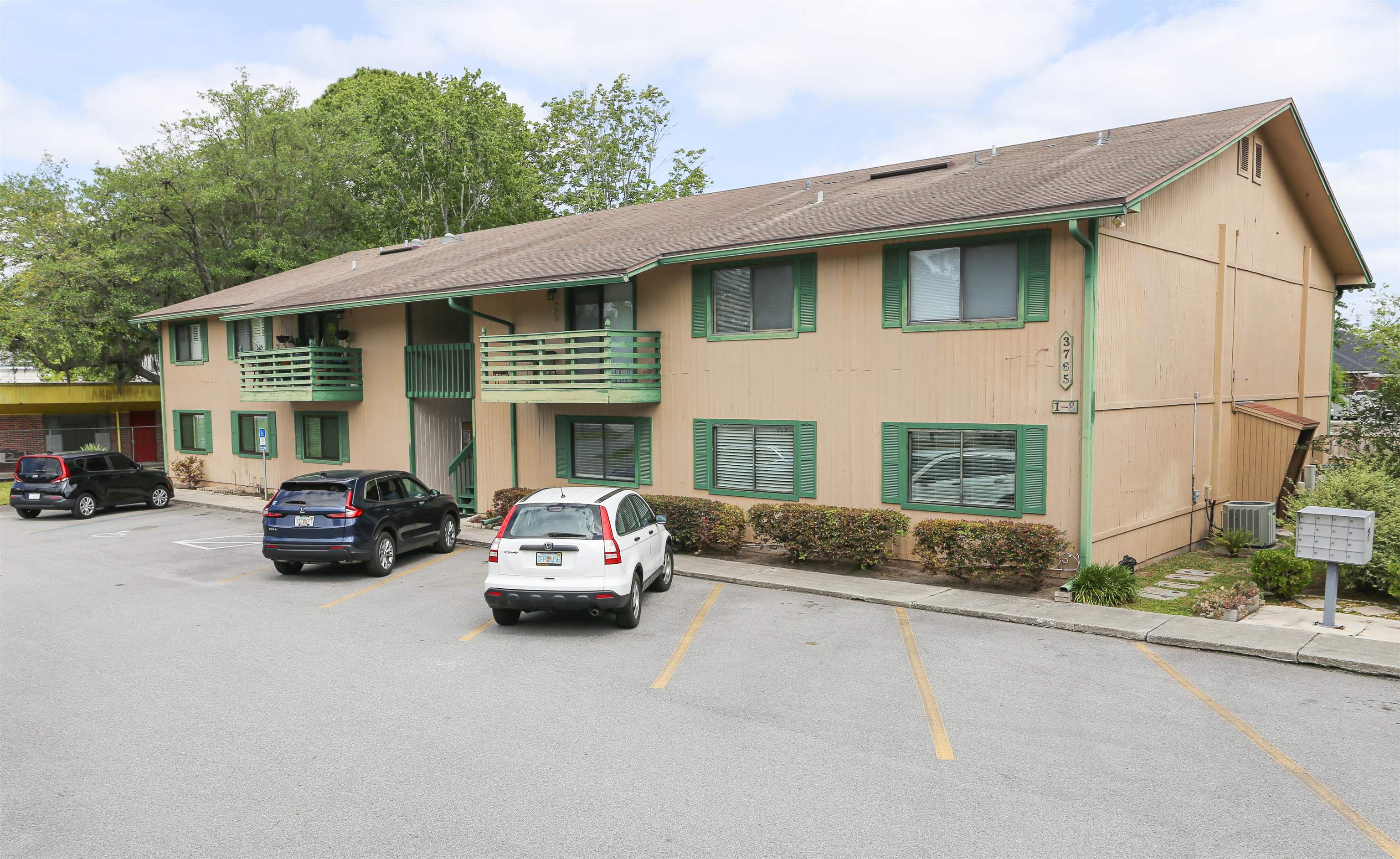 a car parked in front of a house