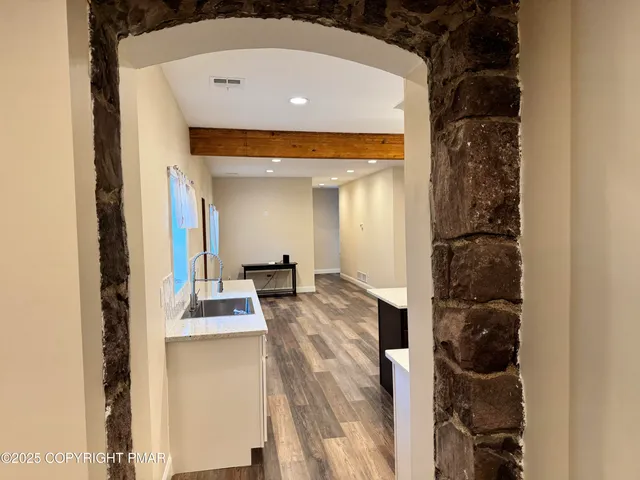 a bathroom with a bathtub