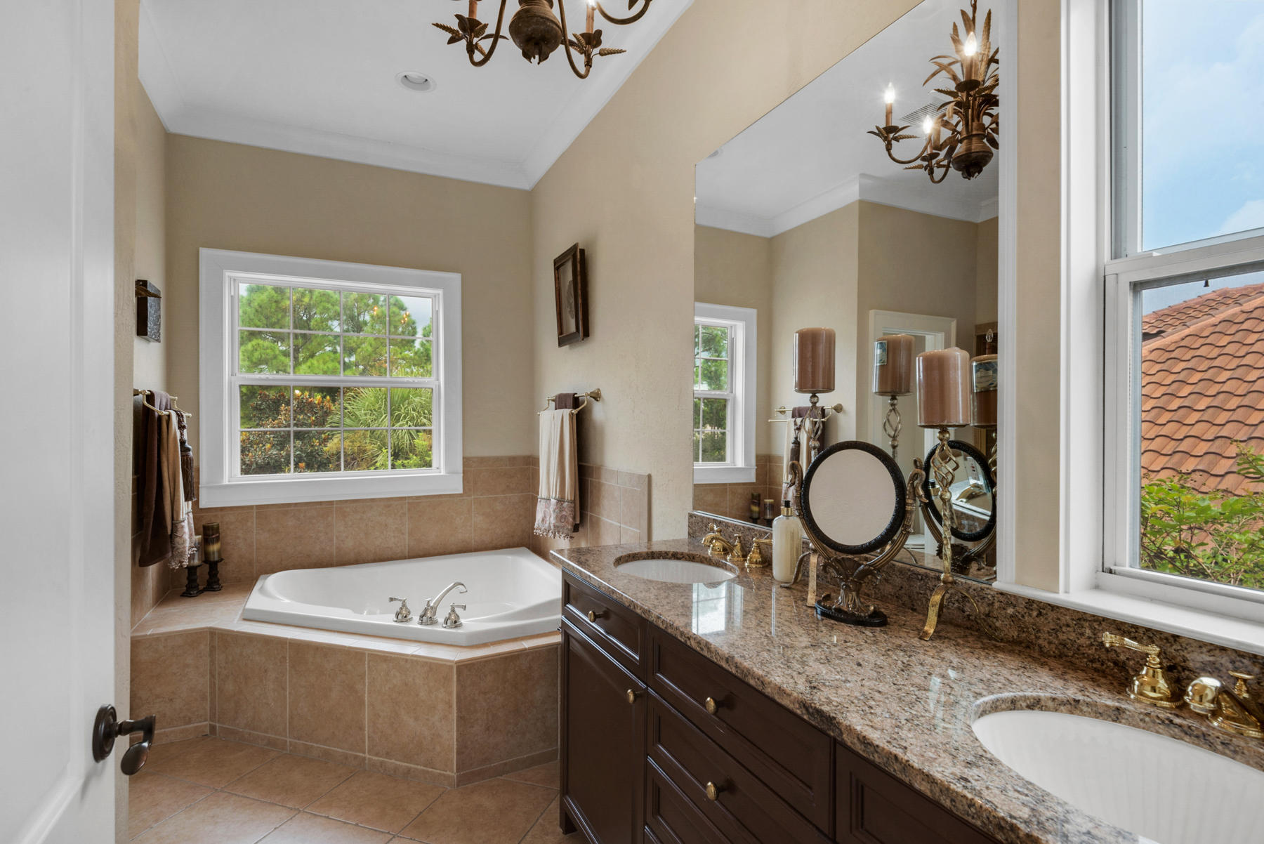 1239 Driftwood Point Road Santa Rosa Beach, FL 32459 - Photo 51 of 66 a bathroom with a granite countertop sink and a mirror