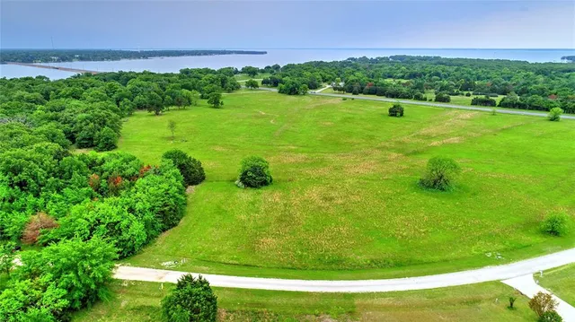 an aerial view of green landscape with trees houses and mountain view