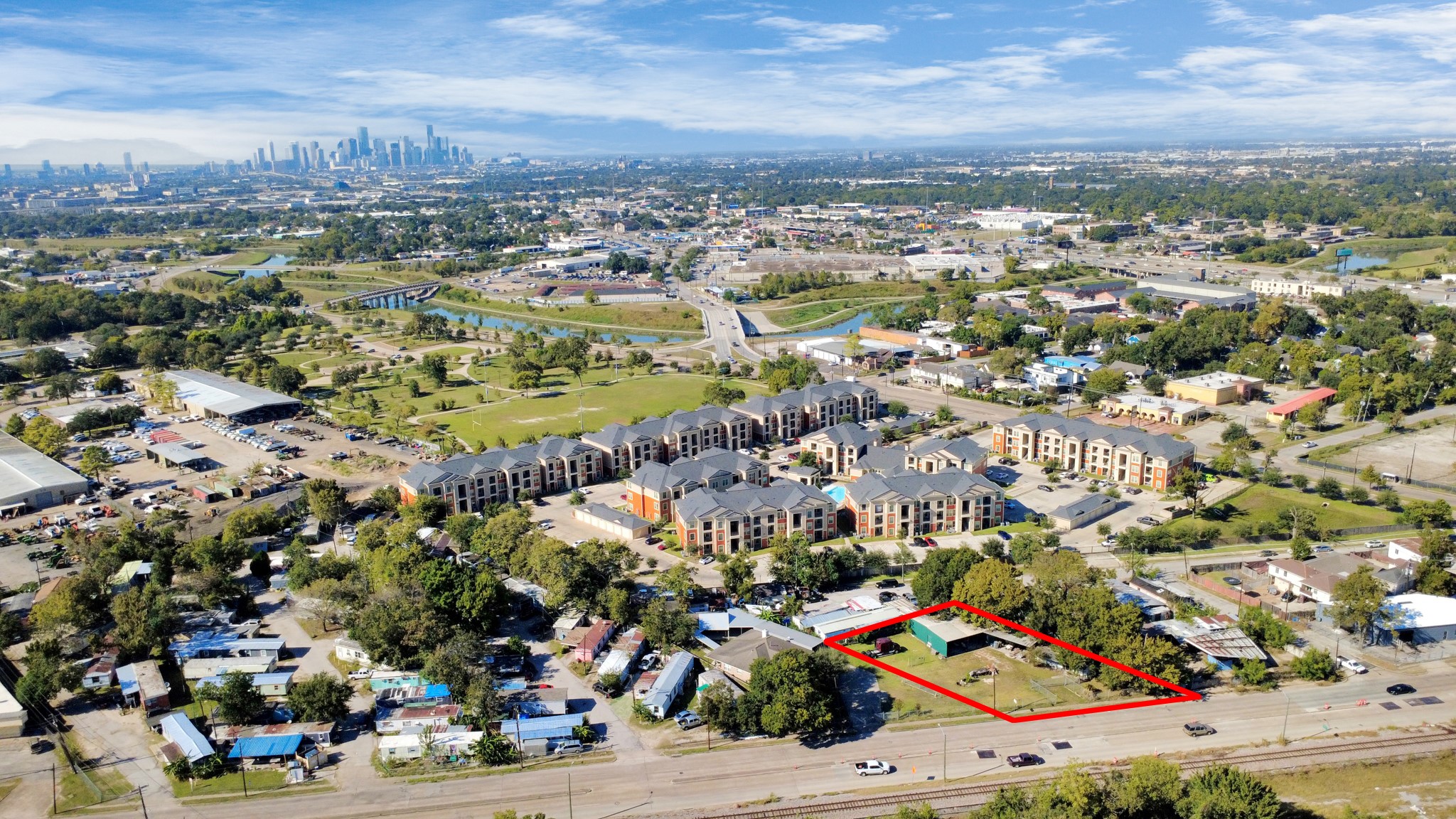 an aerial view of multiple house