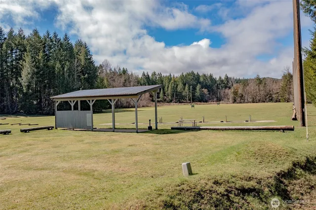 a view of a big yard with swimming pool