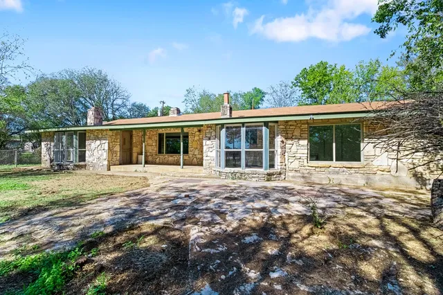 a view of a garden with a tree