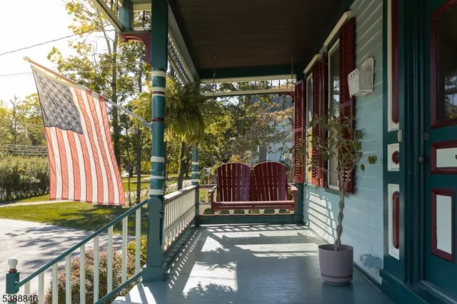 a view of balcony with a potted plant