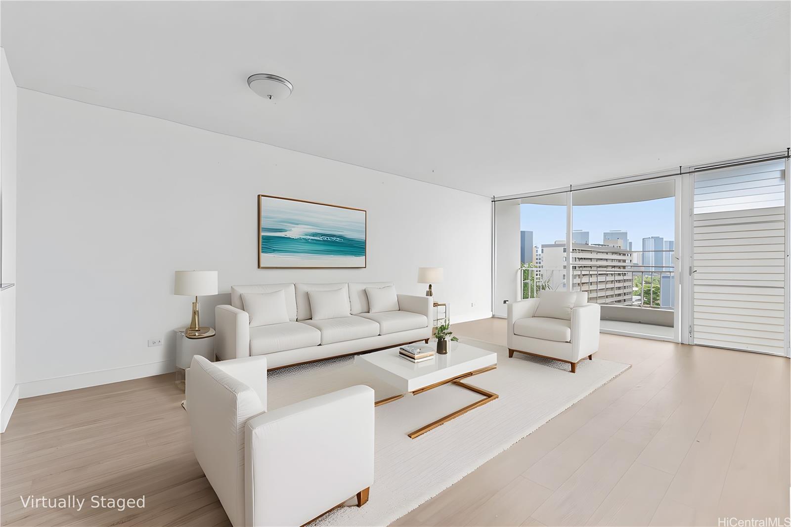 1018 Lunalilo Street, Unit 603 Honolulu, HI 96822 - Photo 1 of 12 a living room with furniture and a large window