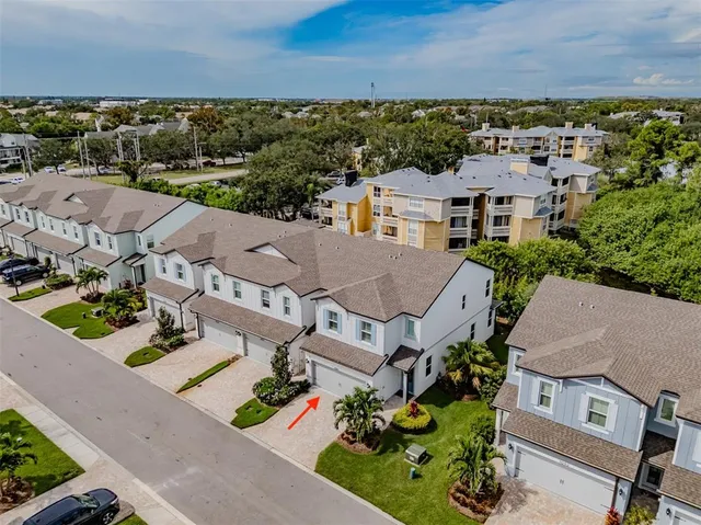 an aerial view of a house