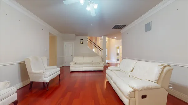 a view of living room with granite countertop furniture and fireplace