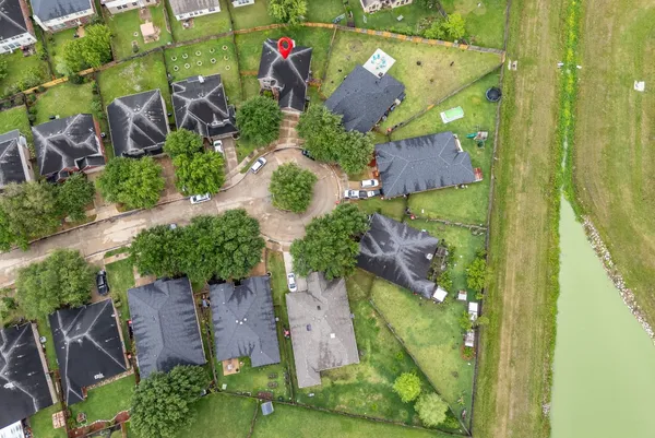 an aerial view of a house
