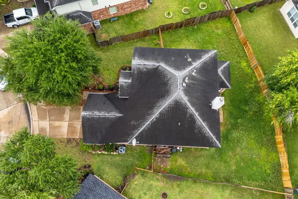 an aerial view of a house