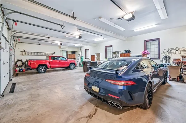 a car is parked in a garage