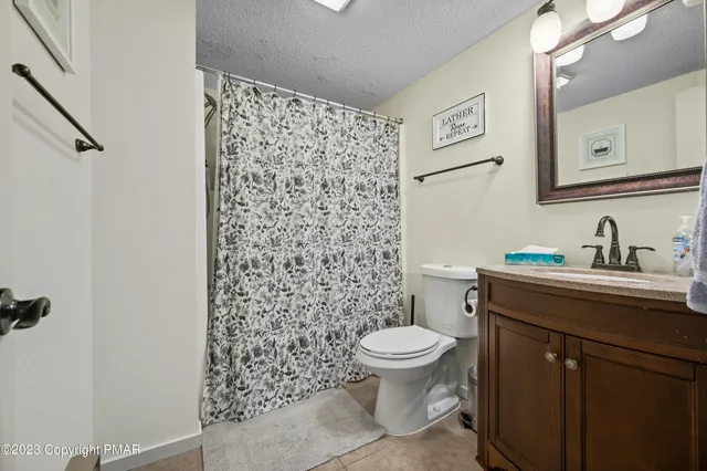 a bathroom with a sink a toilet and a shower