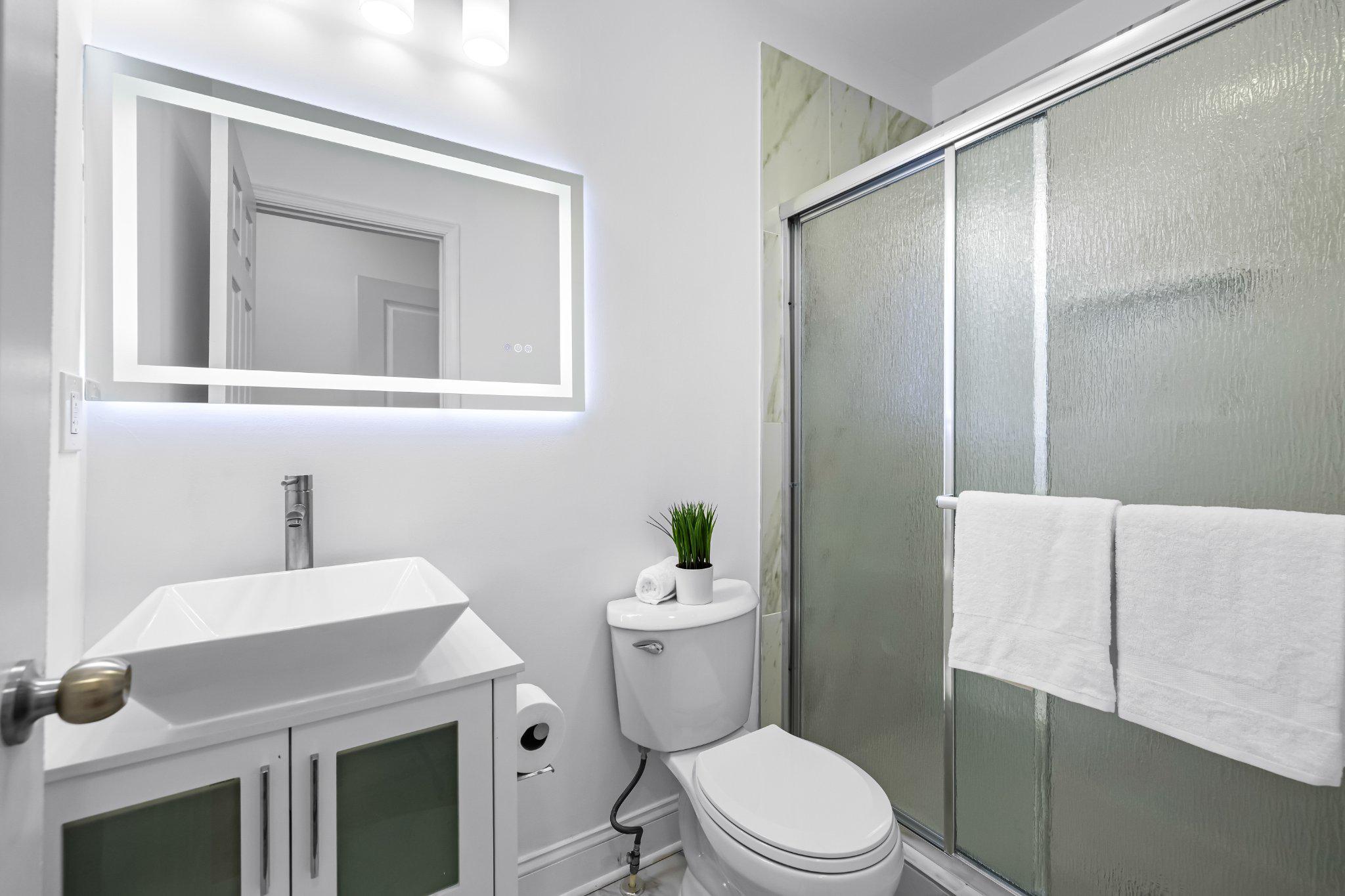 1225 Patapsco Street Baltimore, MD 21230 - Photo 13 of 21 a bathroom with a sink a toilet a mirror and shower