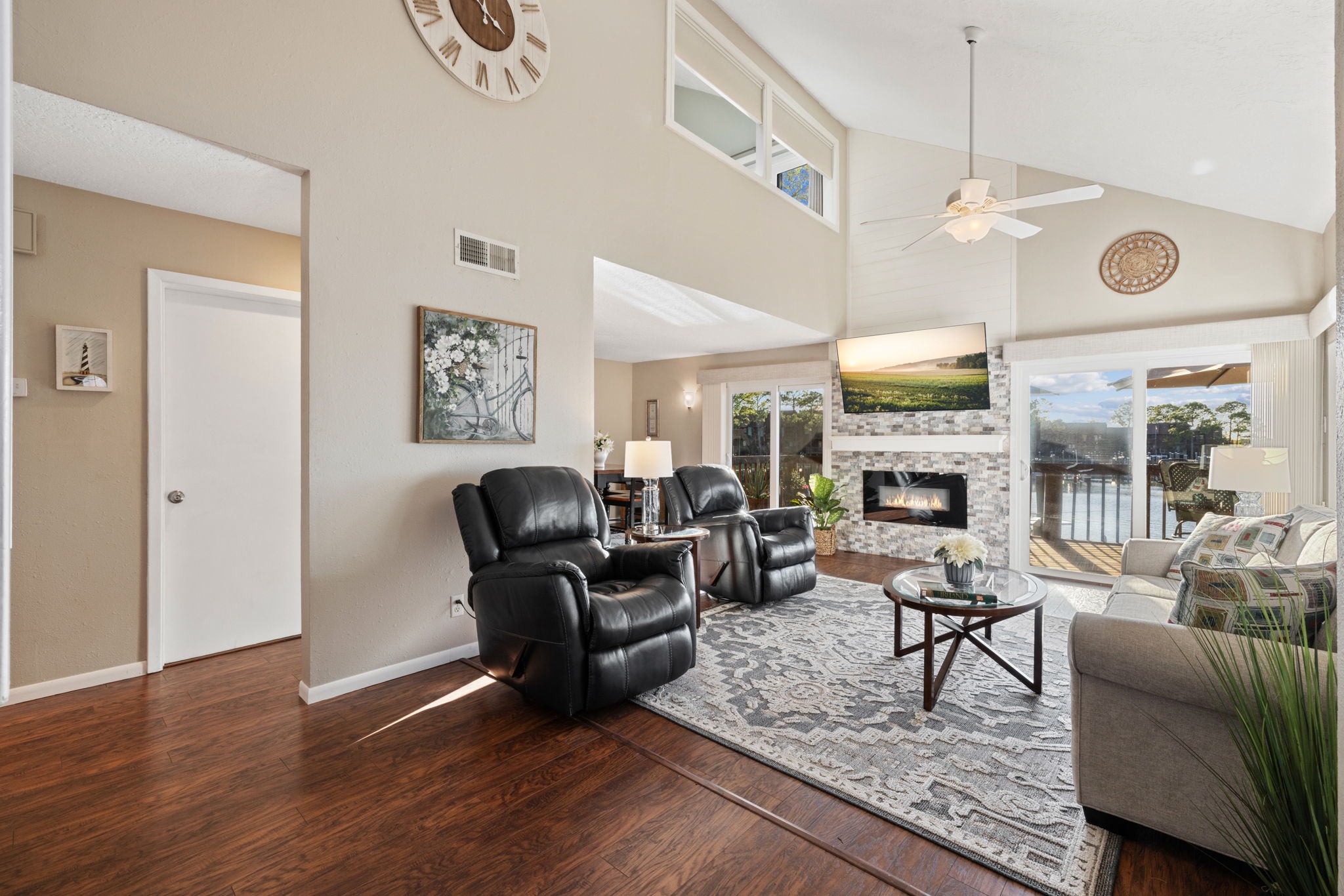 659 Davis Road League City, TX 77573 - Photo 5 of 34 a living room with fireplace furniture and a large window