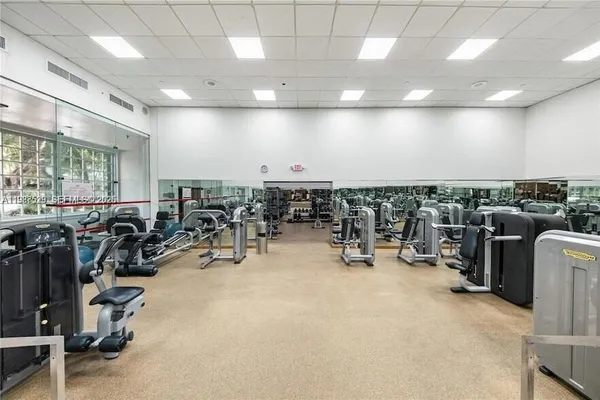 a view of a room with gym equipment