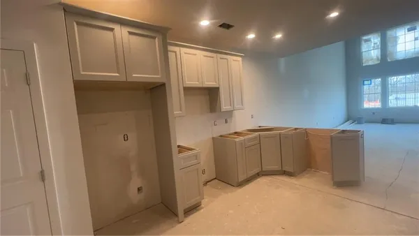 a view of cabinets with window