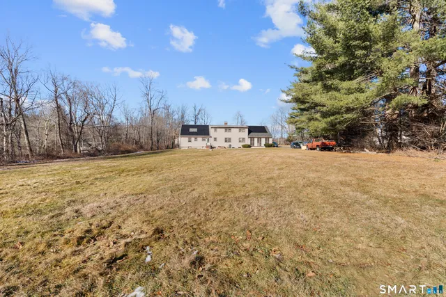 a view of a yard with a tree