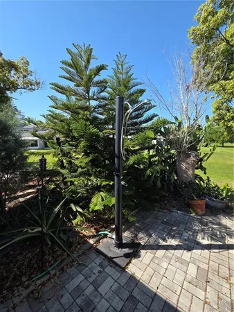 a house view with a backyard space