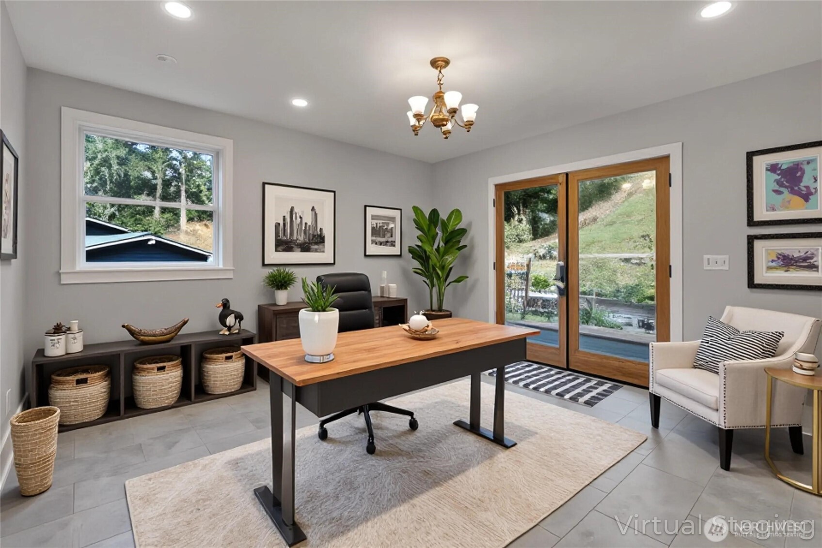 1622 Southwest 140th Street Burien, WA 98166 - Photo 8 of 38 a workspace with furniture a rug and a large window