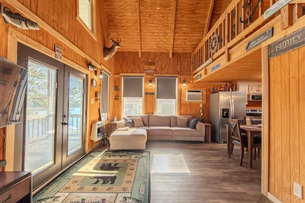 a living room with furniture