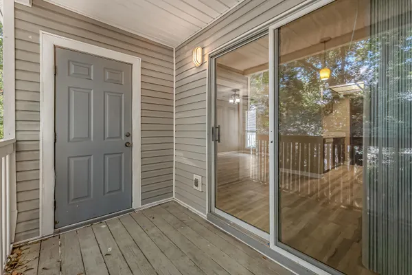 a view of a glass door with a glass door