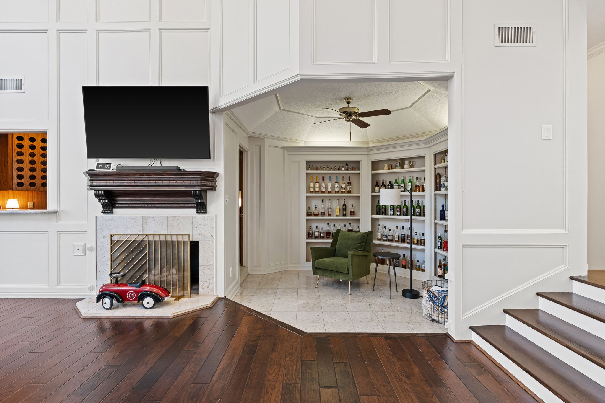 9410 Windrush Drive Spring, TX 77379 - Photo 14 of 50 a living room with furniture and a fireplace