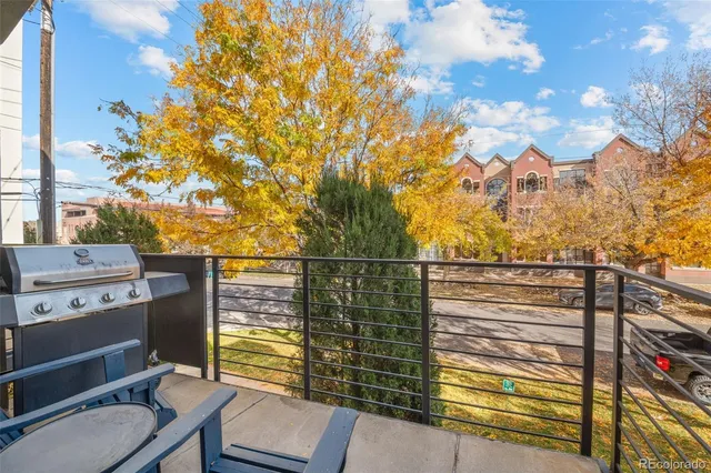 a view of a balcony with a swing