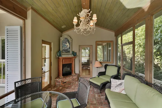 a living room with patio