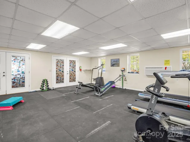 a view of a room with gym equipment